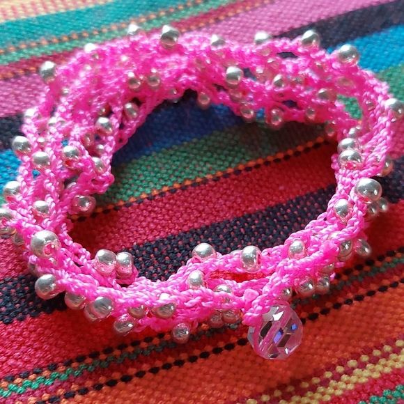 Pink Wrap Necklace, Bohemian, Beachy, Summer, Handcrafted - Picture 10 of 14